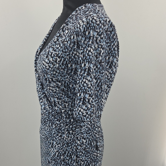 Ann Taylor Blue, Black and White Midi Wrap Dress - Picture 14 of 16